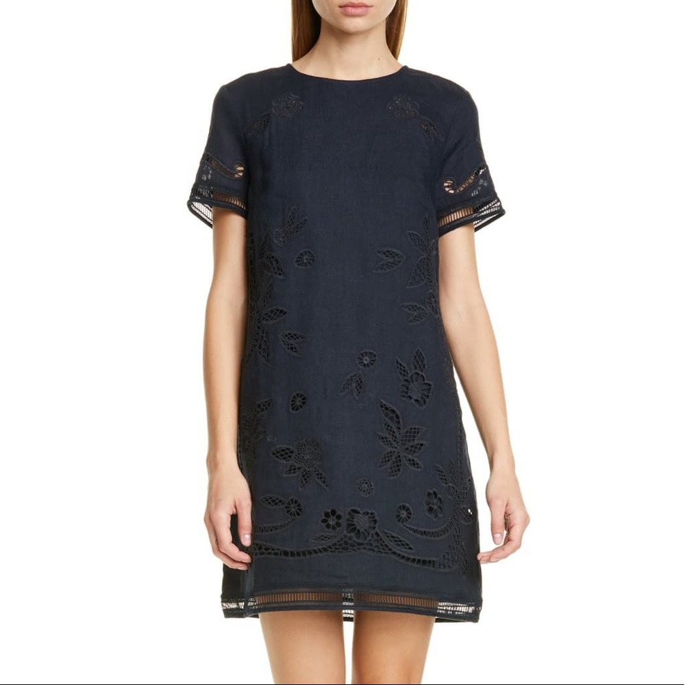 Club Monaco Luceenie Eyelet Linen Shift Dress